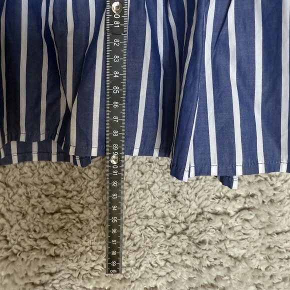 J.Crew Long Sleeved Shirt Dress Women Size 4 Blue and White Stripe Beleted Midi - Picture 7 of 10